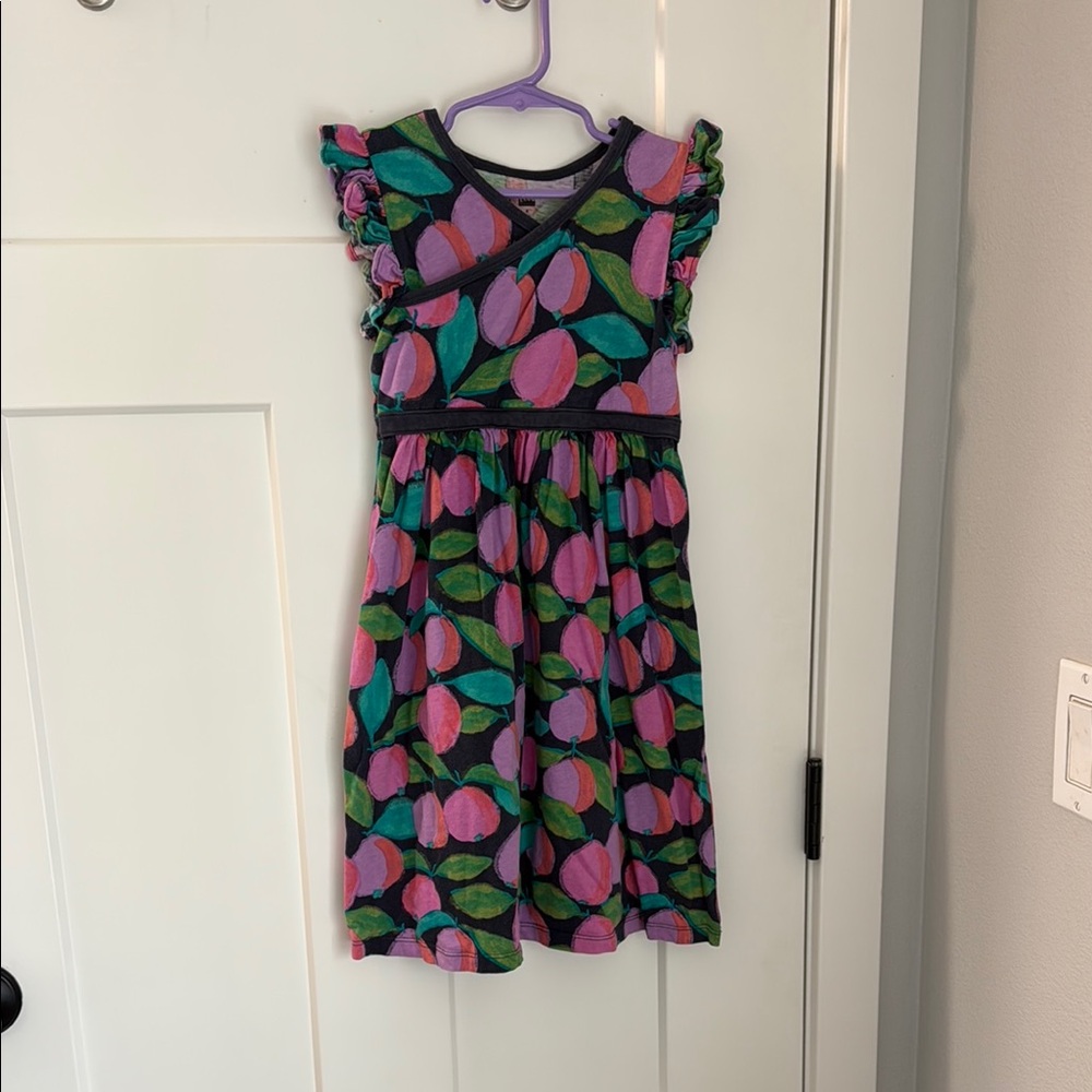 Tea Collection Purple and Green Leaf Dress